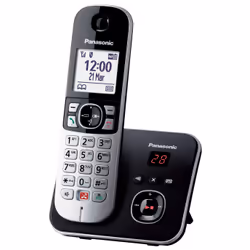 Panasonic KX-TG6861, Téléphone DECT, Combiné sans fil, Haut-parleur, 200 entrées, Identification de l'appelant, Noir, Gris