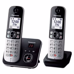 Panasonic KX-TG6862, Téléphone DECT, Combiné filaire, Haut-parleur, Identification de l'appelant, Noir, Argent