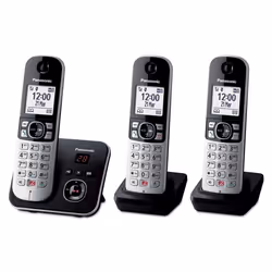Panasonic KX-TG6863, Téléphone DECT, Combiné filaire, Haut-parleur, Identification de l'appelant, Noir, Argent