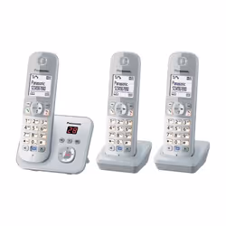 Panasonic KX-TG6823, Téléphone DECT, Haut-parleur, 120 entrées, Identification de l'appelant, Argent, Blanc