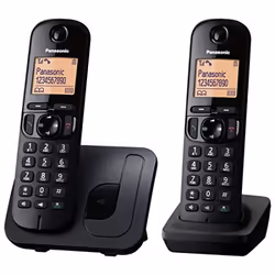Panasonic KX-TGC212, Téléphone DECT, Combiné sans fil, Haut-parleur, 50 entrées, Identification de l'appelant, Noir