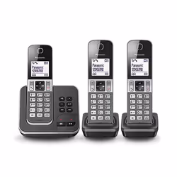 Panasonic KX-TGD323, Téléphone DECT, Combiné sans fil, 120 entrées, Identification de l'appelant, Noir