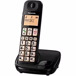 Panasonic KX-TGE110, Téléphone DECT, Combiné sans fil, Haut-parleur, 50 entrées, Identification de l'appelant, Noir