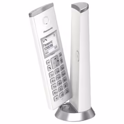 Panasonic KX-TGK210, Téléphone DECT, Combiné sans fil, Haut-parleur, 50 entrées, Identification de l'appelant, Blanc