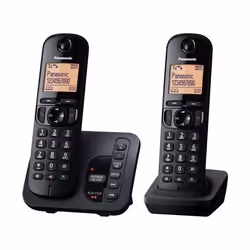 Panasonic KX-TGC222, Téléphone DECT, Combiné sans fil, Haut-parleur, 50 entrées, Identification de l'appelant, Noir