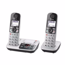 Panasonic KX-TGE522, Téléphone DECT, Combiné sans fil, Haut-parleur, 150 entrées, Identification de l'appelant, Argent