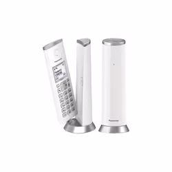Panasonic KX-TGK212SP, Téléphone DECT, Combiné sans fil, Haut-parleur, 50 entrées, Identification de l'appelant, Argent, Blan ...