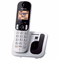 Panasonic KX-TGC210, Téléphone DECT, Combiné sans fil, Haut-parleur, 50 entrées, Identification de l'appelant, Métallique