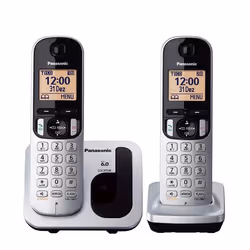 Panasonic KX-TGC212, Téléphone DECT, Combiné sans fil, Haut-parleur, 50 entrées, Identification de l'appelant, Métallique