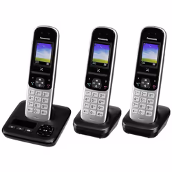 Panasonic KX-TGH723, Téléphone DECT, Combiné sans fil, Haut-parleur, 200 entrées, Identification de l'appelant, Noir