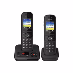 Panasonic KX-TGH722BLB, Téléphone DECT, Combiné sans fil, Haut-parleur, 200 entrées, Identification de l'appelant, Noir