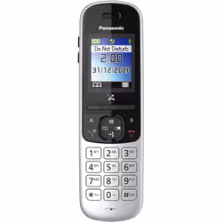 Panasonic KX-TGH710, Téléphone DECT, Combiné sans fil, Haut-parleur, 200 entrées, Identification de l'appelant, Noir, Argent