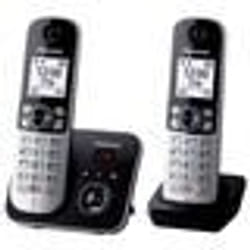 Téléphone fixe sans fil Duo Panasonic KX TG6862 Noir et argent