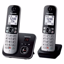 Panasonic KX-TG6862JTB, Téléphone DECT, Combiné sans fil, Haut-parleur, Identification de l'appelant, Noir, Argent