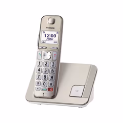 Panasonic KX-TGE250, Téléphone DECT, Combiné sans fil, Haut-parleur, 1000 entrées, Identification de l'appelant, Champagne, O ...