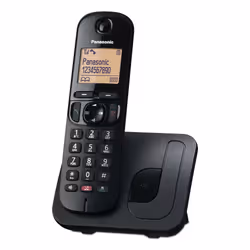 Panasonic KX-TGC250, Téléphone DECT, Combiné sans fil, Haut-parleur, 50 entrées, Identification de l'appelant, Noir