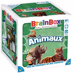Jeu de société - BrainBox - Animaux - Jeu dobservation et de mémoire - 1 joueur ou plus - 8 ans et +