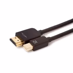 Techlink Mini DP/HDMI, 2.0m, 2 m, mini DisplayPort, HDMI, Or, Noir, Mâle/Mâle