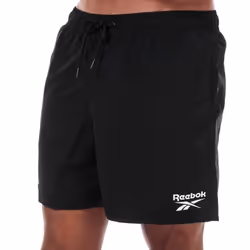 Short de Bain - Reebok - Logo Homme Noir - Ceinture côtelée - Poches - Doublure filet