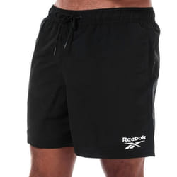 Short de Bain - Reebok - Logo Homme Noir - Ceinture côtelée - Poches - Doublure filet