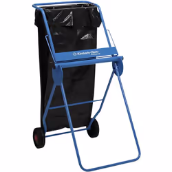 Distributeur de papier de nettoyage au sol, avec support de sac-poubelle, bleu. Produit livré = prémonté, montage final à la  ...