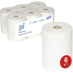 Essuie-mains roulés Slimroll 6697 - 6 x rouleaux de 190 m (1 140 m au total) - Scott