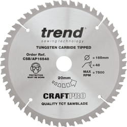 Trend - lame de scie circulaire aluminium 165X20 48Z CSB/AP16548
