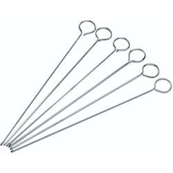 KitchenCraft Brochettes plates pour barbecue, brochettes pour viande, acier inoxydable, 20 cm, 6 pièces - Couleur argentée