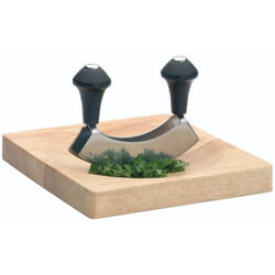 Kc blue KitchenCraft Planche à découper de bois avec cutter de demi-lune 20 cm 14 cm
