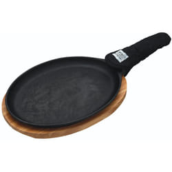 KitchenCraft : World of Flavours - Ensemble Fajita avec plaque en fonte, planche de service en fonte, planche de service en bois et gants, boîte