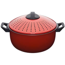 Kitchencraft : World Of Flavours - Large Pasta Cooker With Lid Strainer, Red, 4 Liter