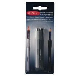 Rallonge-crayons Derwent - Lot de 2 - Diamètre 7mm et 8mm - Noir Argent - Métal
