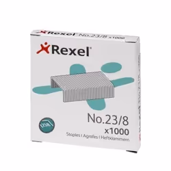 Rexel Agrafes 23/8 (1000), Pack d'agrafes, 8 mm, Fixation, 1000 agrafes, Acier, Argent