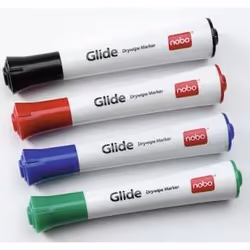 Nobo Marqueurs effaçables à sec Glide pointe fine, assortis (4)