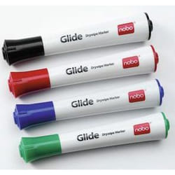 Nobo Marqueurs effaçables à sec Glide pointe fine, assortis (4)
