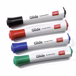 Nobo Marqueurs effaçables à sec Glide pointe fine, assortis (4)