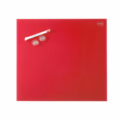 Nobo Tableau magnétique rouge en verre Diamond 450x450, conditionnement retail, 450 mm, 15 mm, 450 mm, 496 mm, 496 mm, 35 mm