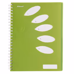 Rexel Cahier 5 matières A4 Joy, 250 pages, Citron Vert, Citron vert, A4, 250 feuilles, Papier ligné