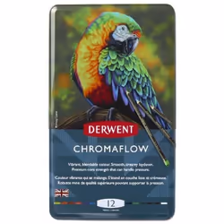 Crayons de couleur - Derwent - Chromaflow - Boîte de 12 - Qualité professionnelle - Mine tendre