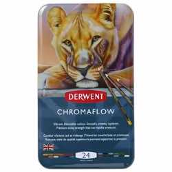 Crayons de couleur - Derwent - Chromaflow - Boîte de 24 - Qualité professionnelle - Mine tendre