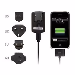 Kensington International Travel Charger for iPod and iPhone, Noir