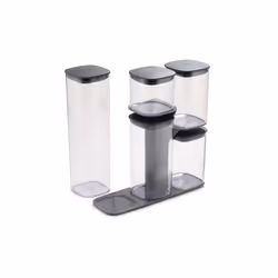 Joseph Joseph Podium, Kit de boîtes universelles, 5,5 L, Silicone, Gris, Transparent, Couvercle amovible, Carré