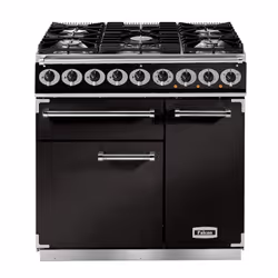 Falcon Deluxe 900, Cuisinière, Noir, Rotatif, Noir, Acier inoxydable, Devant, Tiroir de rangement