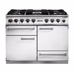 Falcon F1092DXDF, Chrome, Blanc, Rotatif, Acier inoxydable, En haut devant, Gaz, 5 zone(s)