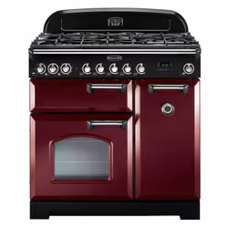 Falcon Classic Deluxe 90, Cuisinière, Chrome, Rouge, Boutons, Rotatif, Devant, Électronique, Gaz