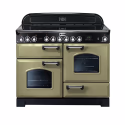 Falcon Classic Deluxe 110, Cuisinière, Olive, Boutons, Rotatif, Chrome, Devant, Électronique