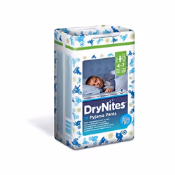 Huggies Dry Nites, Garçon, Moyen, 17 kg, 30 kg, Bleu, 48 mois