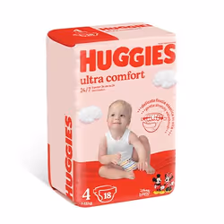 Huggies Ultra Comfort, Garçon/Fille, Couche avec élastiques, 7 kg, 18 kg, Multicolore, Jour et nuit