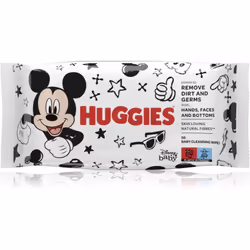 Les lingettes nettoyantes Huggies Mickey Mouse soignent la peau de l’enfant de façon simple, rapide et fiable.