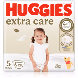 Un bébé au sec est un bébé heureux. Les couches jetables Huggies Extra Care Size 5 assurent le confort de votre enfant de jou ...